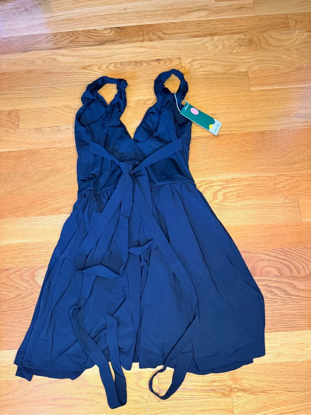 Halara Black Backless Tie Mini Dress XS NWT Ballet Core